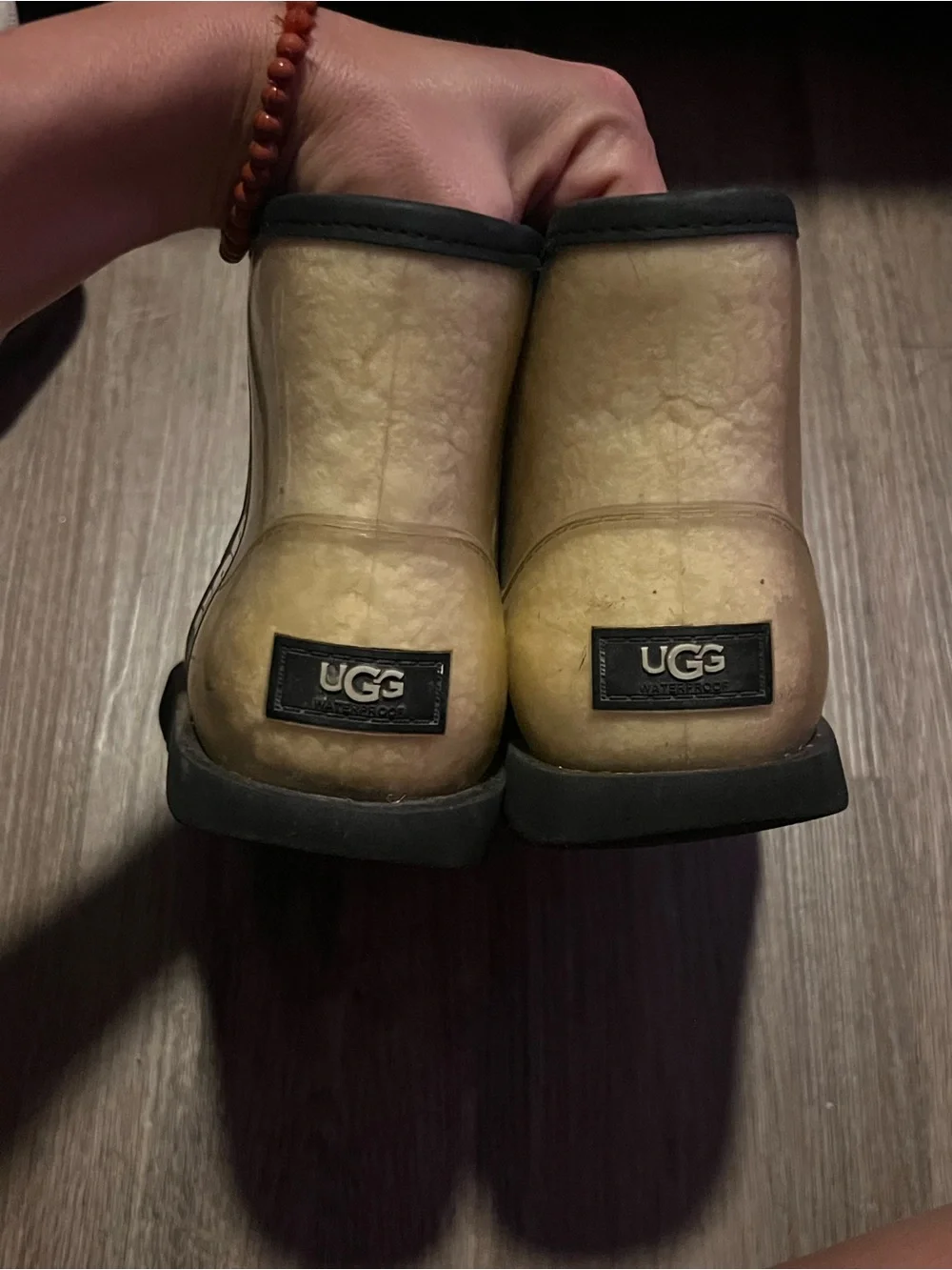 UGG Kids Cream Shearling Ankle Boots with Branded Strap